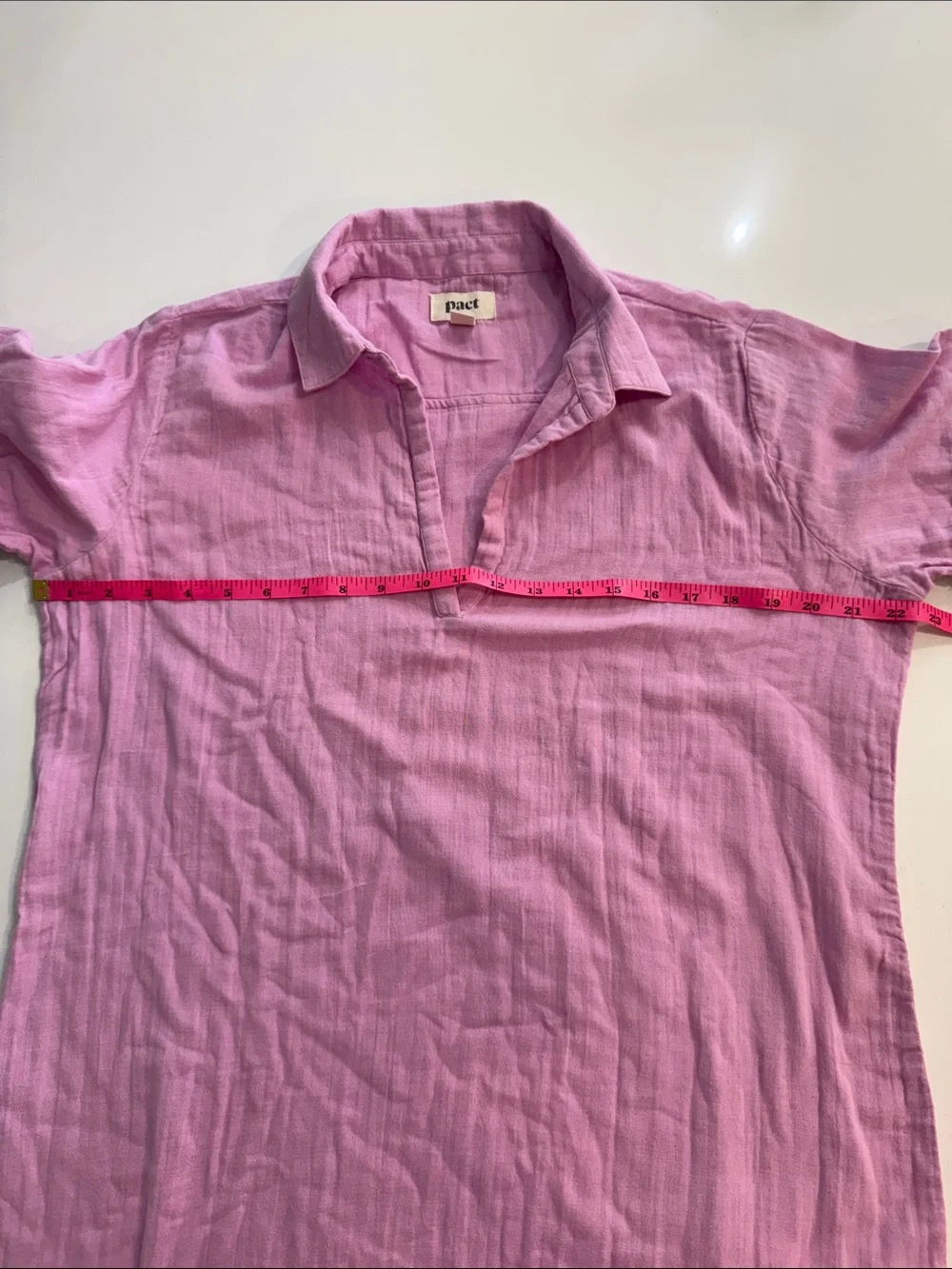 Pact Organic Cotton Coastal Double Gauze Beach Cover-Up Dress Lilac Pink. Small - Picture 9 of 10